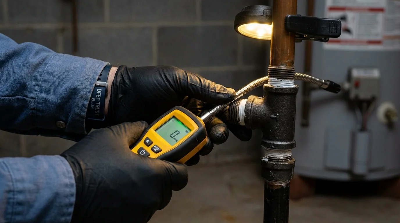 Gas leak detection with electronic sniffer by Johns Plumbing LLC in Guayanilla