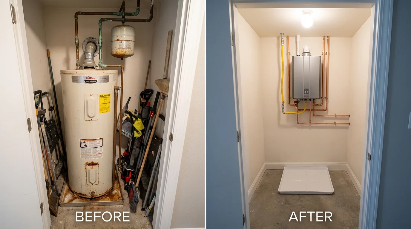 Tank water heater versus wall-mounted tankless unit comparison for Guayanilla, PR homeowners